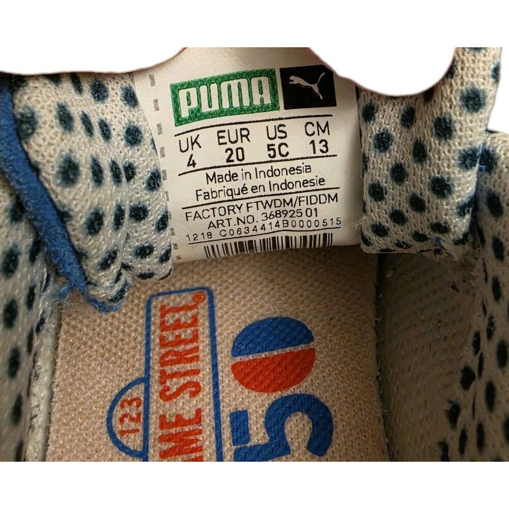 Puma Cookie Monster Blue Sued Sesame Street 50 Kids Shoes US Size 5C - Picture 11 of 11